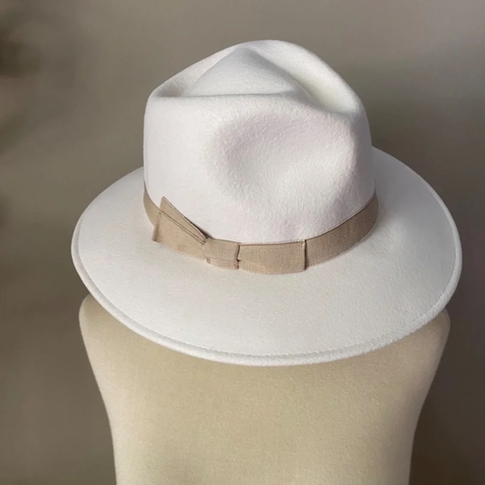 J.Crew Western Hat Ivory Grosgrain Trim Wool Made in Italy